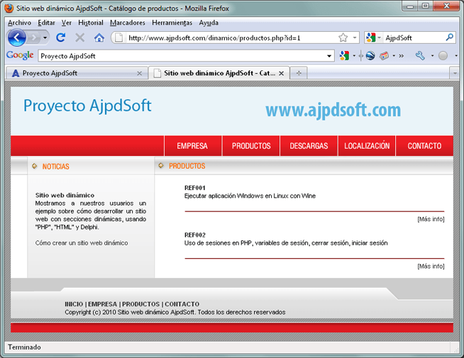 AjpdSoft La seccin dinmica y el fichero PHP para los artculos (productos)