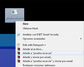 AjpdSoft Prueba EICAR mediante correo electrnico