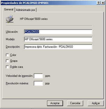 Instalar impresoras en Active Directory, auditar impresoras Imprimible  Proyecto AjpdSoft