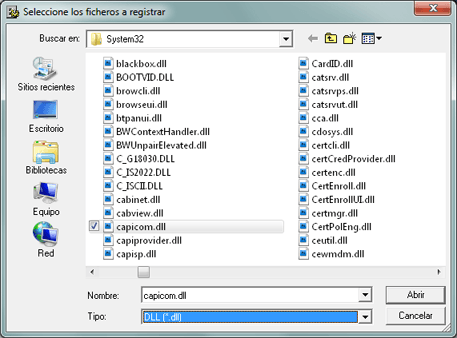 AjpdSoft Registro de la librera capicom.dll en Windows 7